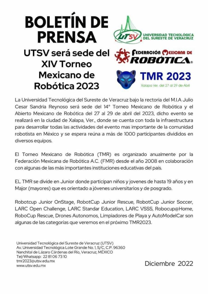 <strong>Universidad Tecnológica del Sureste de Veracruz: la sede del Torneo Mexicano de Robótica 2023</strong> 2